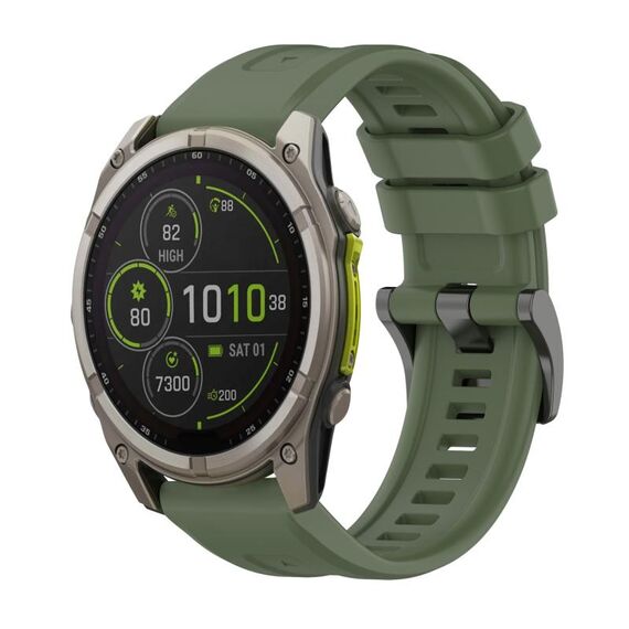 Per Garmin Fenix ​​8 MIP 47mm Pure Color Fibbia in acciaio 22mm Cinturino in silicone (verde scuro)