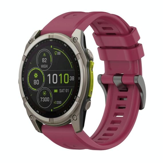 Per Garmin Fenix ​​8 MIP 47mm Pure Color Fibbia in acciaio 22mm Cinturino in silicone (rosso vino)
