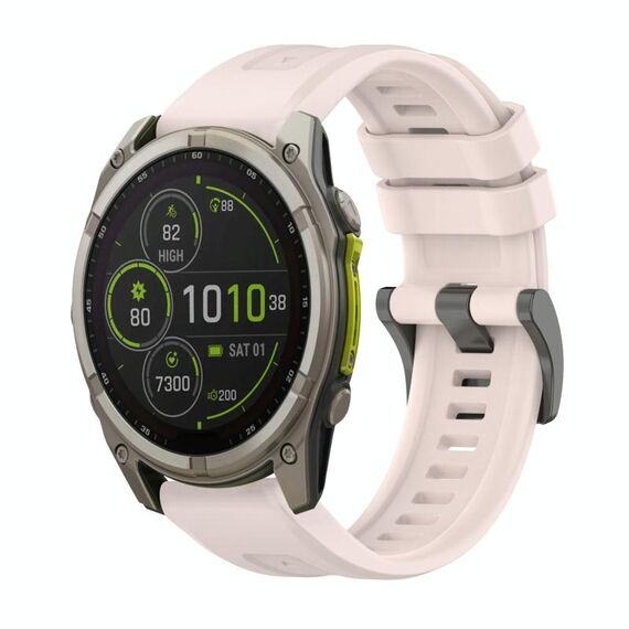 Per Garmin Fenix ​​8 MIP 47mm Pure Color Fibbia in acciaio 22mm Cinturino in silicone (rosa)