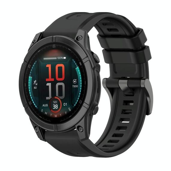 Per Garmin Fenix ​​E 47mm Pure Color Steel Buckle 22mm Cinturino in silicone (nero)