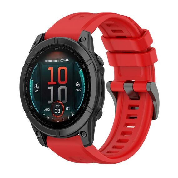 Per Garmin Fenix ​​E 47mm Pure Color Fibbia in acciaio 22mm Cinturino in silicone (rosso)