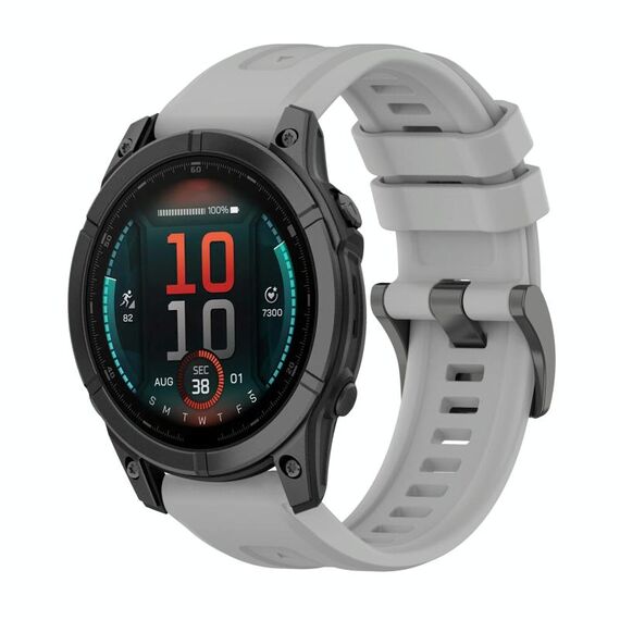 Per Garmin Fenix ​​E 47mm Pure Color Fibbia in acciaio 22mm Cinturino in silicone (grigio)