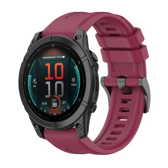 Per Garmin Fenix ​​E 47mm Pure Color Steel Buckle 22mm Cinturino in silicone (rosso vino)