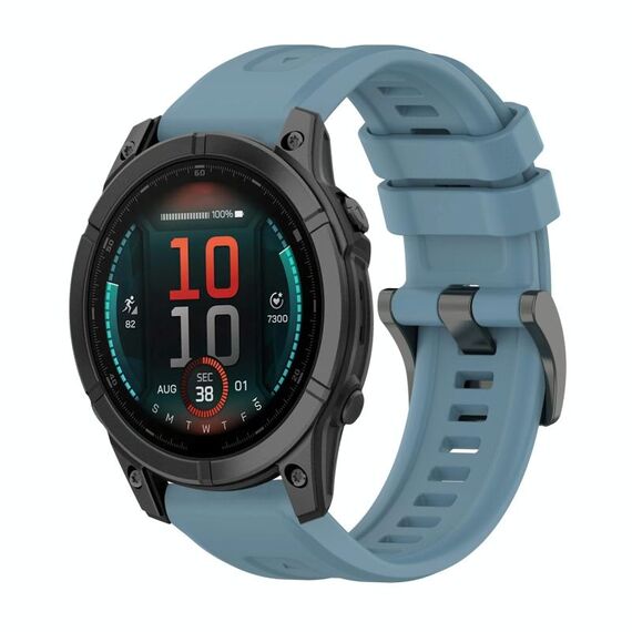 Per Garmin Fenix ​​E 47mm Pure Color Steel Buckle 22mm Cinturino in silicone (Rock Cyan)