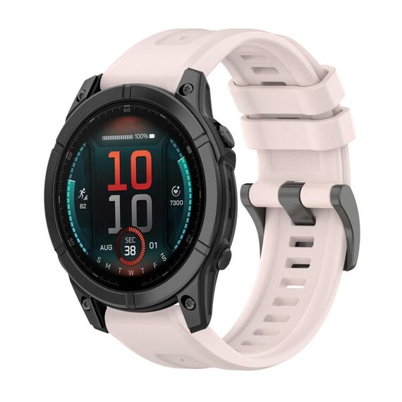 Per Garmin Fenix ​​E 47mm Pure Color Steel Buckle 22mm Cinturino in silicone (Rosa)