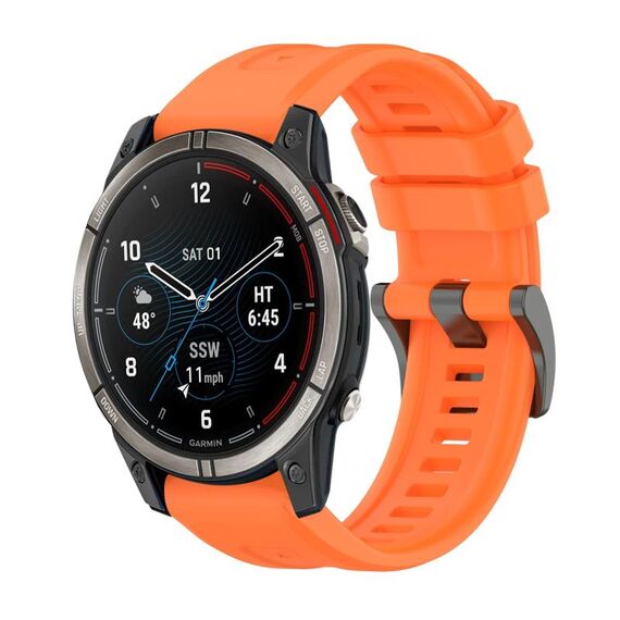 Per Garmin Quatix 7 Pro Pure Color Steel Buckle 22mm Cinturino in silicone (arancione)