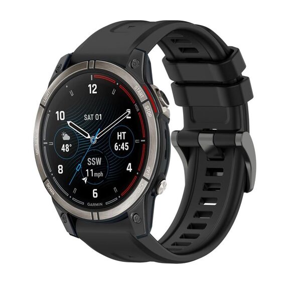 Per Garmin Quatix 7 Pro Pure Color Steel Buckle 22mm Cinturino in silicone (nero)