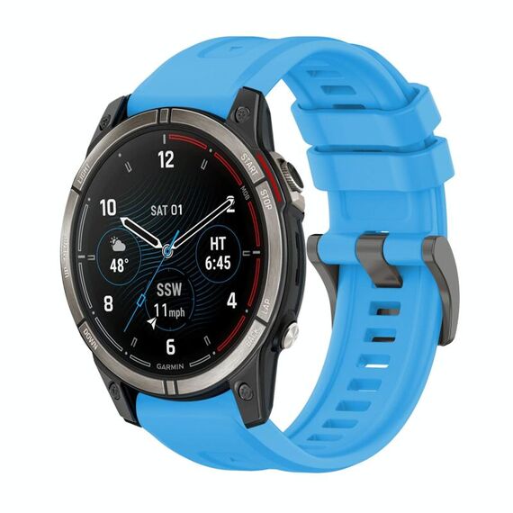 Per Garmin Quatix 7 Pro Pure Color Steel Buckle 22mm Cinturino in silicone (blu cielo)