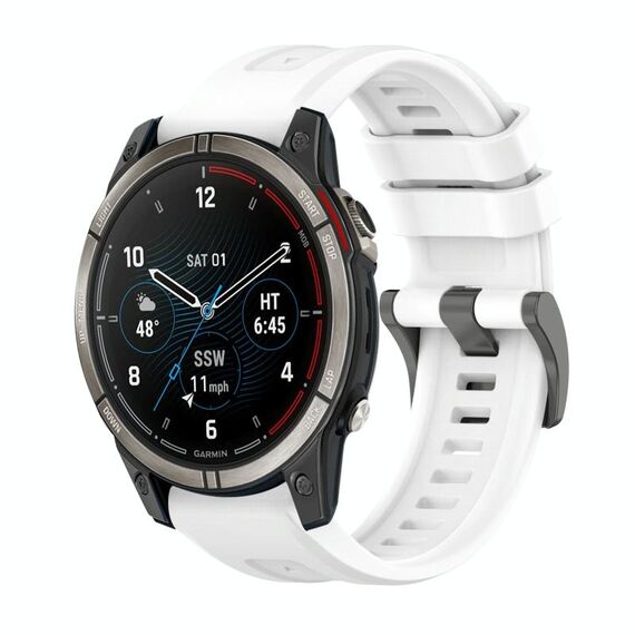 Per Garmin Quatix 7 Pure Color Steel Buckle 22mm Cinturino in silicone (bianco)