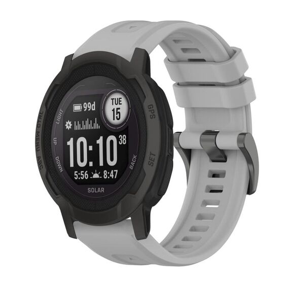 Per Garmin Instinct 2 Solar Pure Color Fibbia in acciaio Cinturino in silicone da 22 mm (grigio)