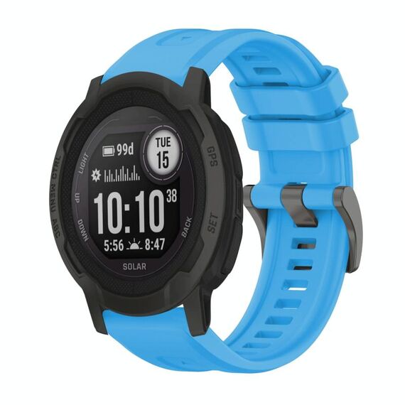 Per Garmin Instinct 2 Solar Pure Color Steel Buckle 22mm Cinturino in silicone (azzurro cielo)