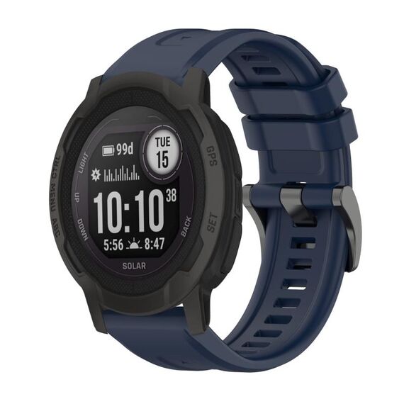 Per Garmin Instinct 2 Solar Pure Color Steel Buckle 22mm Cinturino in silicone (blu notte)