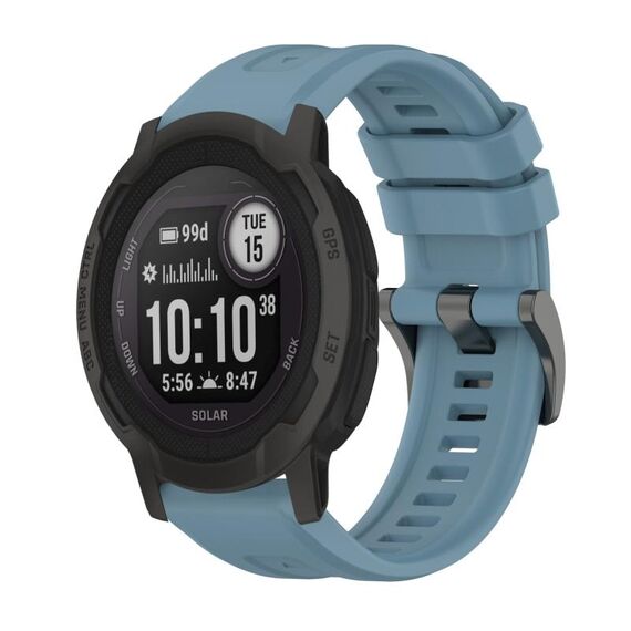 Per Garmin Instinct 2 Solar Pure Color Fibbia in acciaio Cinturino in silicone da 22 mm (Rock Cyan)