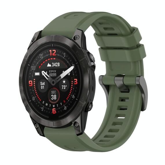 Per Garmin Epix Pro 47mm Pure Color Fibbia in acciaio 22mm Cinturino in silicone (verde scuro)