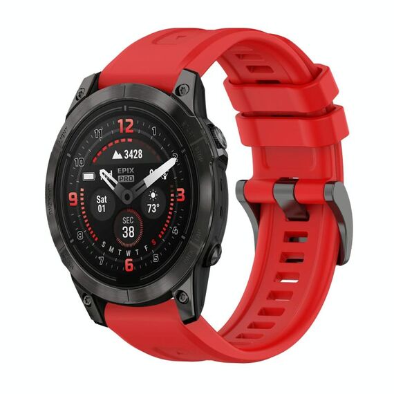Per Garmin Epix Pro 47mm Pure Color Steel Buckle 22mm Cinturino in silicone (rosso)