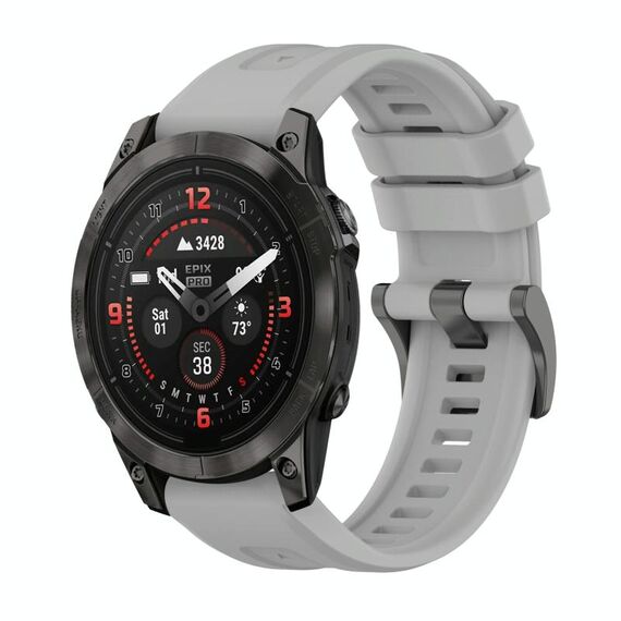 Per Garmin Epix Pro 47mm Pure Color Fibbia in acciaio 22mm Cinturino in silicone (grigio)