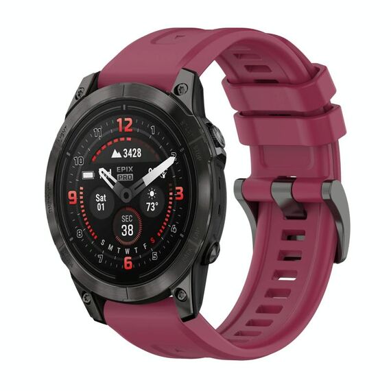 Per Garmin Epix Pro 47mm Pure Color Steel Buckle 22mm Cinturino in silicone (rosso vino)