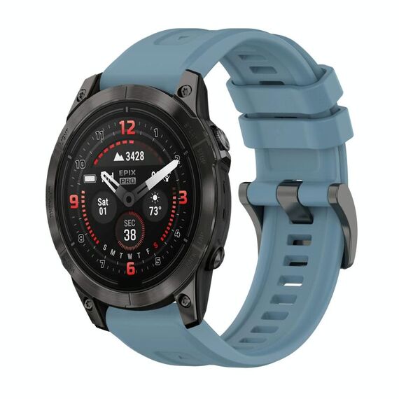 Per Garmin Epix Pro 47mm Pure Color Fibbia in acciaio 22mm Cinturino in silicone (Rock Cyan)