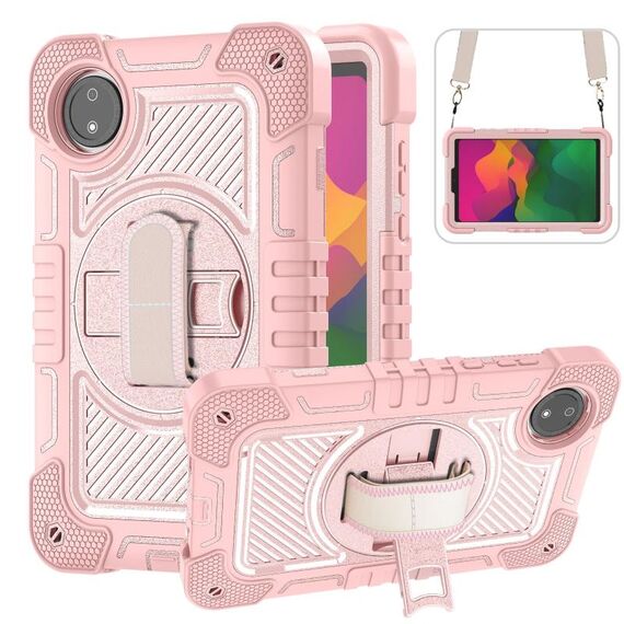 Per Redmi Pad SE 8.7 4G 360 gradi di rotazione PC Contrast Custodia in silicone per tablet (oro rosa)