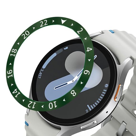 Per Samsung Galaxy Watch 7 40mm Style C Smart Watch Quadrante Acciaio Inossidabile Anello di Copertura (Verde)
