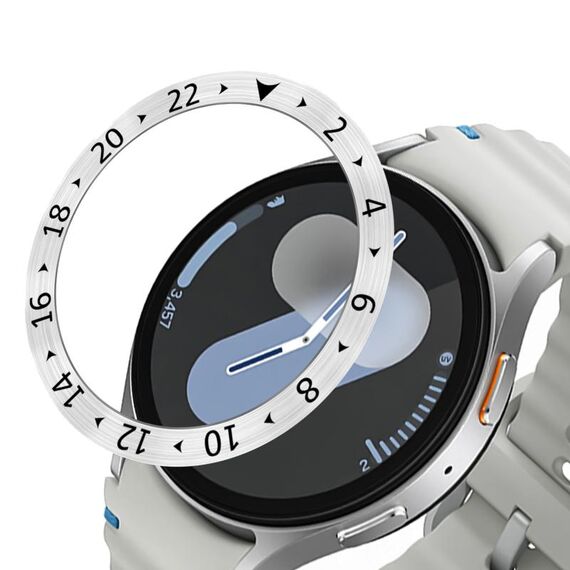 Per Samsung Galaxy Watch 7 40mm Style C Smart Watch Quadrante Anello di Copertura in Acciaio Inossidabile (Argento)