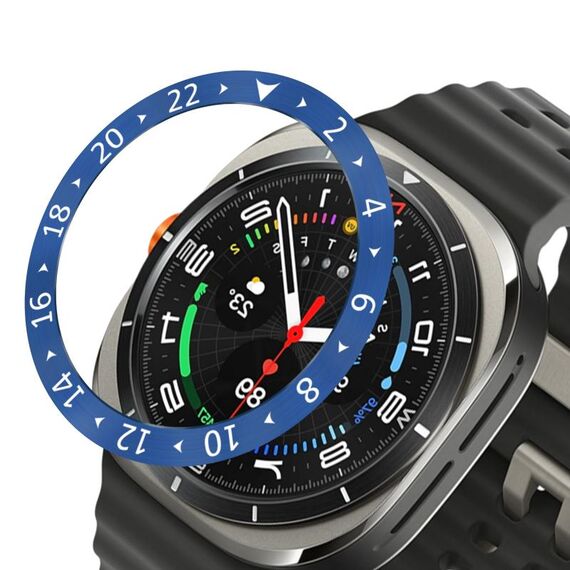 Per Samsung Galaxy Watch Ultra 47mm Style C Smart Watch Quadrante Anello di Copertura in Acciaio Inossidabile (Blu)