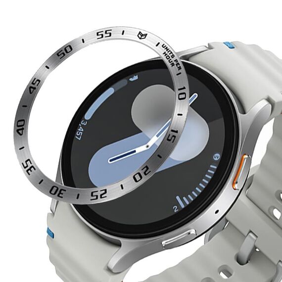 Per Samsung Galaxy Watch 7 44mm Stile A Smart Watch Quadrante Acciaio Inossidabile Anello di Copertura (Argento)