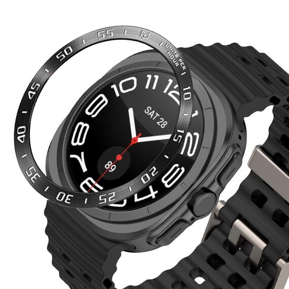 Per Samsung Galaxy Watch Ultra 47mm Stile A Smart Watch Quadrante Acciaio Inossidabile Anello di Copertura (Nero)