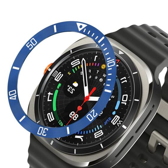 Per Samsung Galaxy Watch Ultra 47mm Style B Smart Watch Quadrante Acciaio Inossidabile Anello di Copertura (Blu)