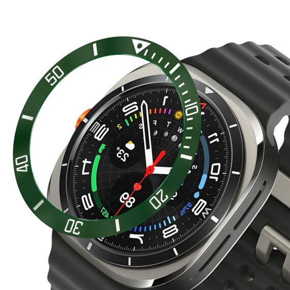 Per Samsung Galaxy Watch Ultra 47mm Style B Smart Watch Quadrante Anello di Copertura in Acciaio Inossidabile (Verde)