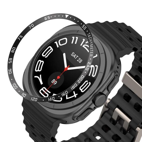 Per Samsung Galaxy Watch Ultra 47mm Style E Smart Watch Quadrante Anello di Copertura in Acciaio Inossidabile (Nero)