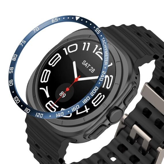 Per Samsung Galaxy Watch Ultra 47mm Style E Smart Watch Quadrante Anello di Copertura in Acciaio Inossidabile (Blu)