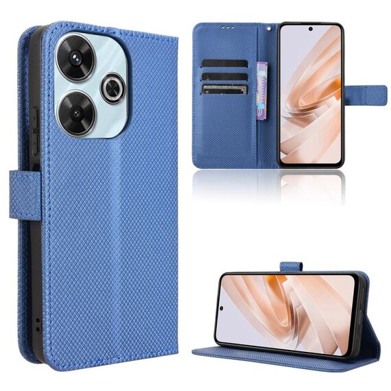 Per Redmi 13 4G / Note 13R 5G Custodia in pelle con texture a diamante (blu)
