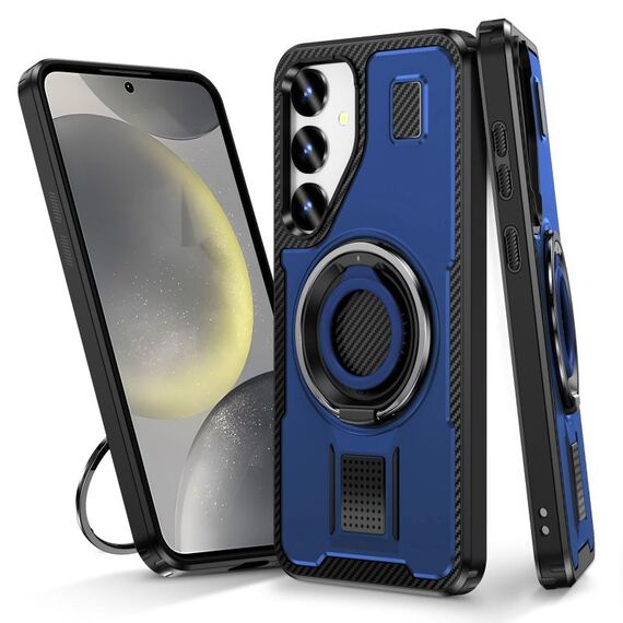 Per Samsung Galaxy S24+ 5G Custodia per telefono in TPU ibrido in fibra di carbonio per PC (blu)