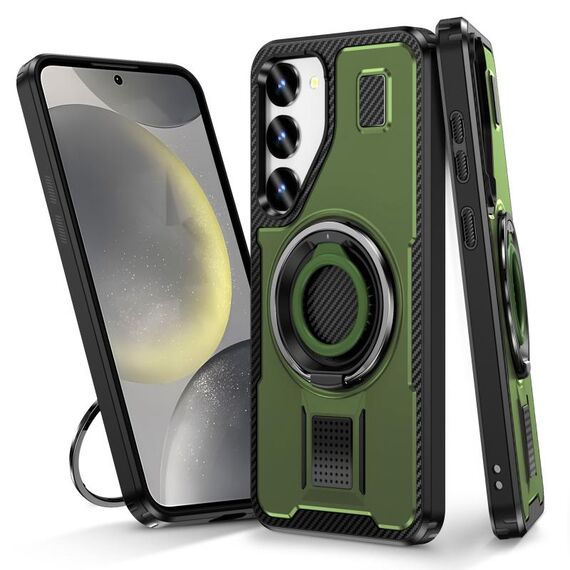 Per Samsung Galaxy S23 5G Custodia per telefono in TPU ibrida in fibra di carbonio per PC e Samsung Galaxy S23 5G (verde militare)