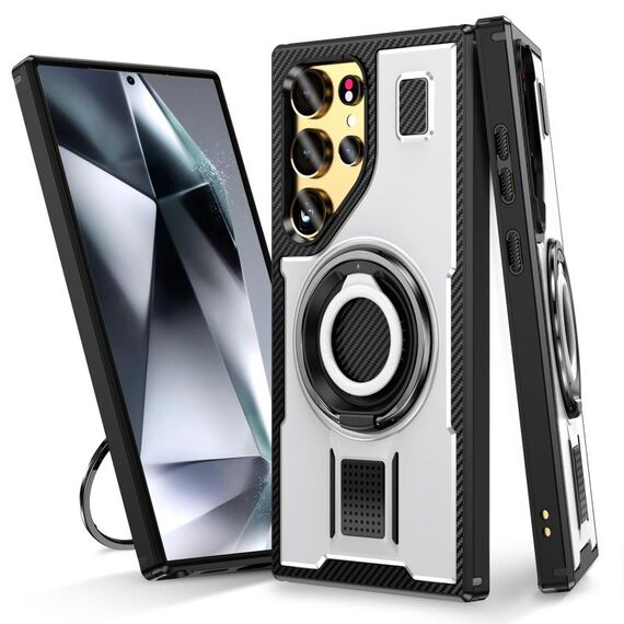 Per Samsung Galaxy S24 Ultra 5G Custodia per telefono in TPU ibrido in fibra di carbonio per PC (bianco)