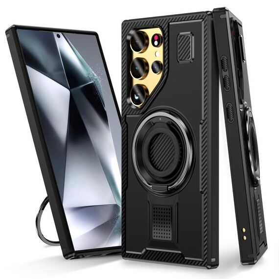 Per Samsung Galaxy S22 Ultra 5G Custodia per telefono in TPU ibrido in fibra di carbonio per PC (nero)