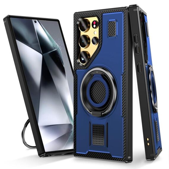 Per Samsung Galaxy S22 Ultra 5G Custodia per telefono in TPU ibrido in fibra di carbonio per PC (blu)