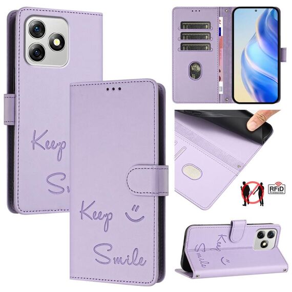 Per Ulefone Note 18 Ultra 5G Smile Embossing RFID Custodia in pelle per telefono (viola chiaro)