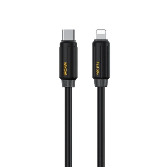 Cavo dati di ricarica rapida WK WDC-29 elastico in silicone originale da 1 m PD30W tipo C a 8 pin (nero)
