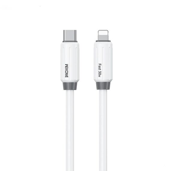 Cavo dati di ricarica rapida WK WDC-29 elastico in silicone originale da 1 m PD30W tipo C a 8 pin (bianco)
