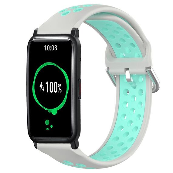 For Honor Watch ES 20mm Cinturino in silicone sportivo traforato traspirante (grigio + anatra d'acqua)