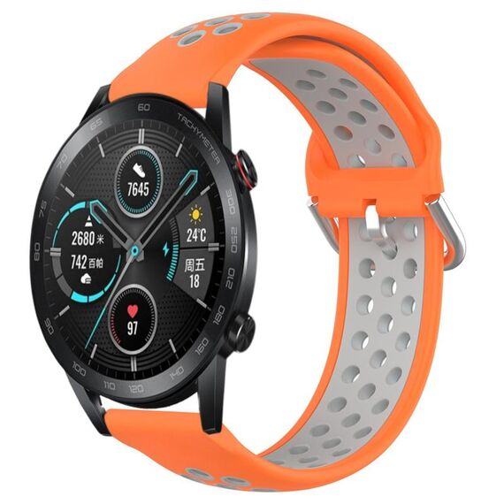 Per Honor Magic Watch2 42mm 20mm Cinturino sportivo in silicone traspirante traforato (arancione + grigio)