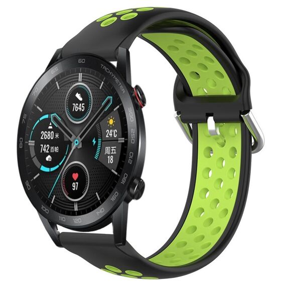 Per Honor Magic Watch2 42mm 20mm Cinturino in silicone sportivo traspirante traforato (nero + lime)