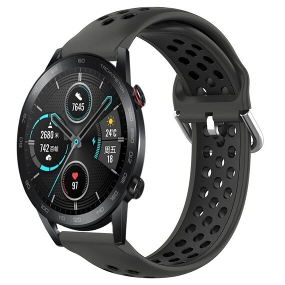 Per Honor Magic Watch2 42mm 20mm Cinturino sportivo in silicone traspirante traforato (nero)