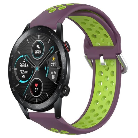 Per Honor Magic Watch2 42mm 20mm Cinturino in silicone sportivo traforato traspirante (viola + lime)