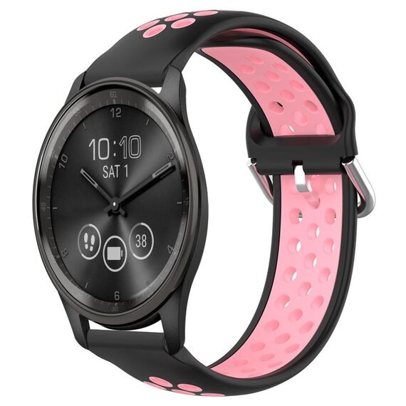 Per Garmin Vivomove Trend 20mm Cinturino per orologio sportivo in silicone traspirante traforato (nero + rosa)
