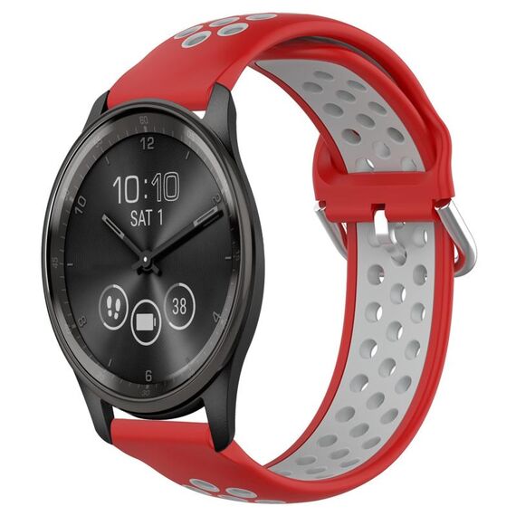 Per Garmin Vivomove Trend 20mm Cinturino in silicone sportivo traforato traspirante (rosso + grigio)