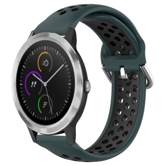 Per Garmin Vivoactive3 20mm Cinturino sportivo in silicone traspirante traforato (verde oliva + nero)
