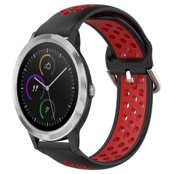 Per Garmin Vivoactive 3 Cinturino sportivo in silicone traspirante traforato da 20 mm (nero rosso)